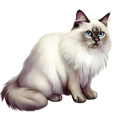 Birman cat illustration art generative AI.