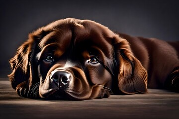 Cute puppy dog lying down looking at the camera generated by Ai tool