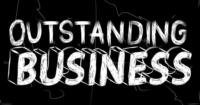 Outstanding Business word animation of old chaotic film strip with grunge effect. Busy destroyed TV, video surface, vintage screen white scratches, cuts, dust and smudges.