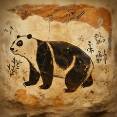 Simulated Cave Painting of Panda