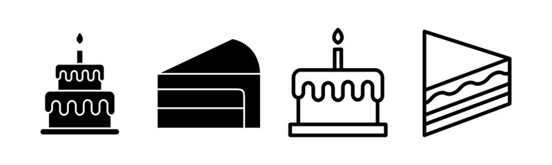 Cake icon set illustration. Cake sign and symbol. Birthday cake icon