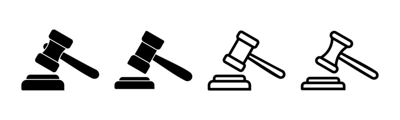 Gavel icon set illustration. judge gavel sign and symbol. law icon. auction hammer