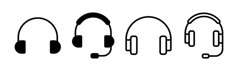 Headphone icon set illustration. Headphone sign and symbol