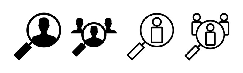Hiring icon set illustration. Search job vacancy sign and symbol. Human resources concept. Recruitment