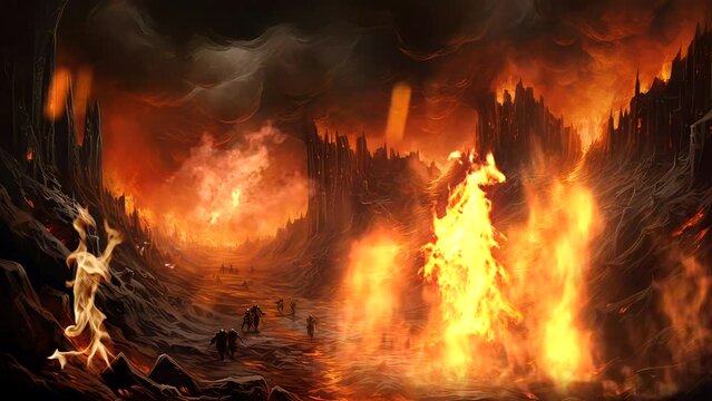Hell background full fire burn very hot place 