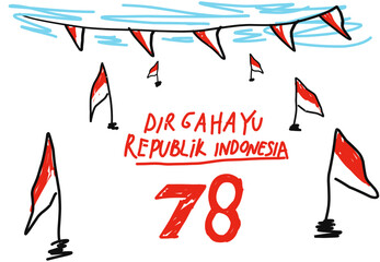 sketch of Indonesian independence day August 17 78 years of Indonesian independence day for children's book