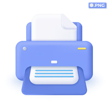 3d printer paper icon symbol. Education report. small and medium business, office and home work, printing data file on paper concept. 3D vector isolated illustration, Cartoon pastel Minimal style.
