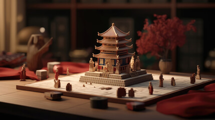 Close-up of a Mahjong tile set