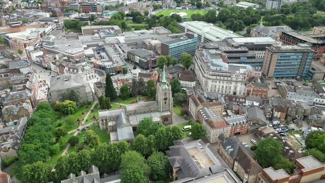 Chelmsford cathedral Essex Aerial drone view UK