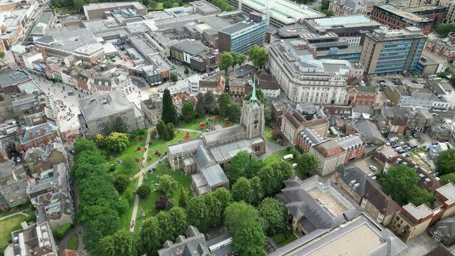 Chelmsford Cathedral,Essex UK Descending Aerial footage