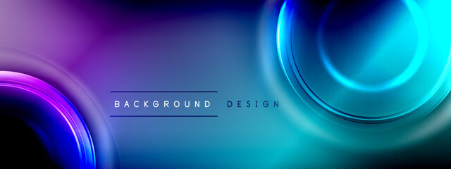 Circles lines and bubbles on bright glowing effect gradient with light and shadow effects. Dynamic interplay of light, shadow and depth. Futuristic and rhythmic technology design