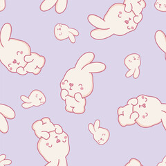 bunnies pattern on light blue background