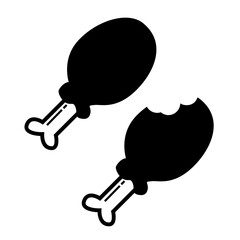 simple vector two chicken leg, whole and leftover, isolated on white