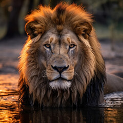 Fototapeta premium Lion, Wildlife Photography, Generative AI