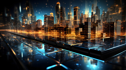 Digital futuristic city Metaverse of data skyscrapers on technology of Business and science. smart city connect with gradient in world  of future.