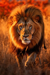 Naklejka premium Lion, Wildlife Photography, Generative AI