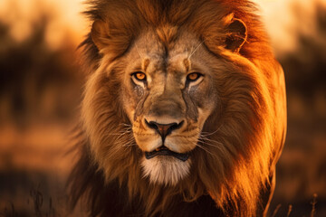 Fototapeta premium Lion, Wildlife Photography, Generative AI