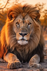 Fototapeta premium Lion, Wildlife Photography, Generative AI