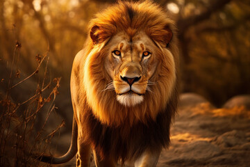 Naklejka na ściany i meble Lion, Wildlife Photography, Generative AI