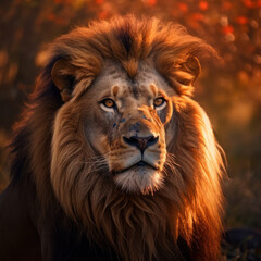 Fototapeta premium Lion, Wildlife Photography, Generative AI