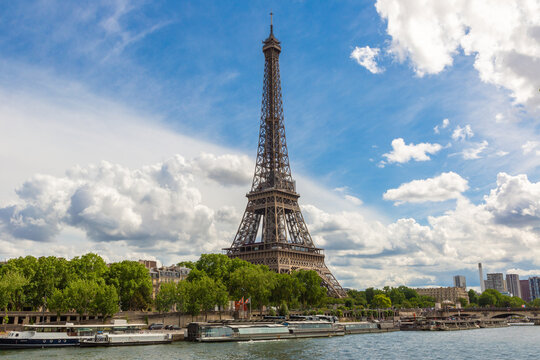 Eiffel tower and Seine river in Paris, France