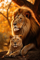 Fototapeta premium Lion, Wildlife Photography, Generative AI