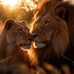 Fototapeta premium Lion, Wildlife Photography, Generative AI
