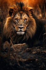 Fototapeta premium Lion, Wildlife Photography, Generative AI