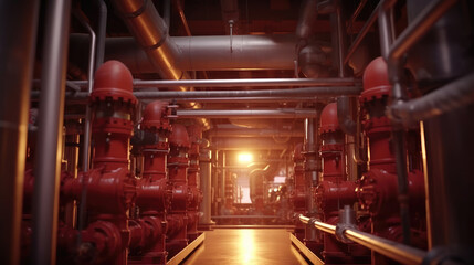 The fire protection piping room - obrazy, fototapety, plakaty