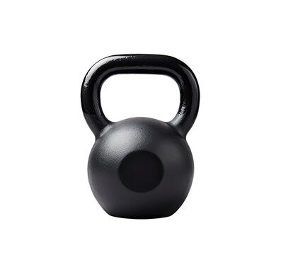 Black kettlebell isolated on transparent background