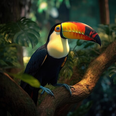 Fototapeta premium Tucan, Wildlife Photography, Generative AI