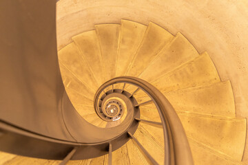 Interior and spiral staircase of Triumphal Arch (Paris Arc de Triomphe) in Paris, France