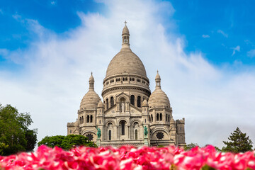 Basilica of the Sacred Heart at Montmartre hill in Paris, France