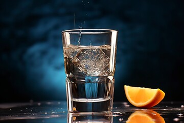 Concept of strong alcoholic drink. vodka drink.  - obrazy, fototapety, plakaty