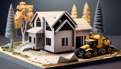 Creative Construction Planning - Unfinished Dream Home in the Making - ai generated