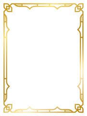 Art Deco gold frame vintage frame line geometric wedding label card frame png transparent background