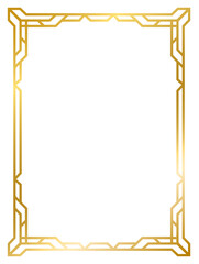 Art Deco gold frame vintage frame line geometric wedding label card frame png transparent background