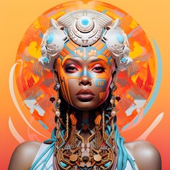 Cosmic Warrior: Surreal Afrofuturism in Figurative Pop-Art - 630176218