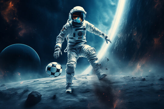 space astronaut playing ball