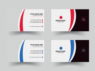 blue and red business card design, corporate business card design, clean design