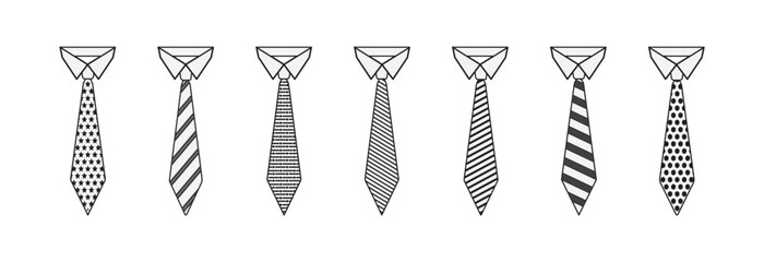 Necktie and neckcloth icons. Tie icon set, Modern vector symbols, isolated on a white background. Web symbols for web sites and mobile app. 