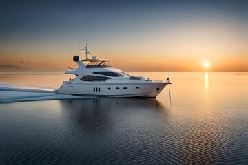 luxury yacht at sunset