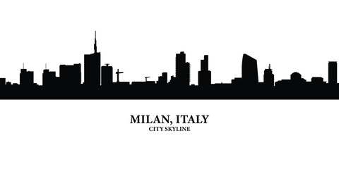 Milan Italy city skyline in silhouette