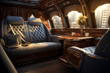 Interior view of luxury yacht, vessel style