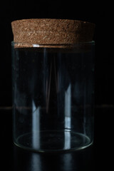 Close up glass jar