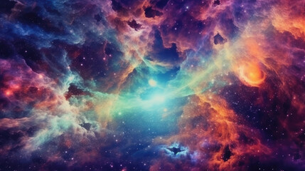 Obraz na płótnie Canvas Colorful photograph of universe galaxy, HD, Generative Ai