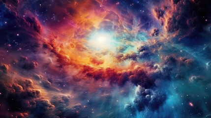 Colorful photograph of universe galaxy,  HD, Generative Ai