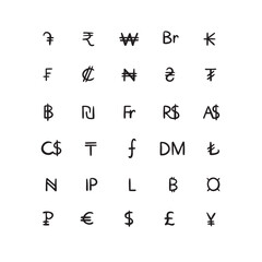 doodle currency symbol international icon isolated. Hand drawn style