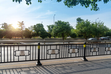 Empty urban road and buildings in the city