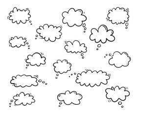 Thought bubble icon design. Smooth cloud Doodle Thought bubble icon trendy hand drawn outline style.